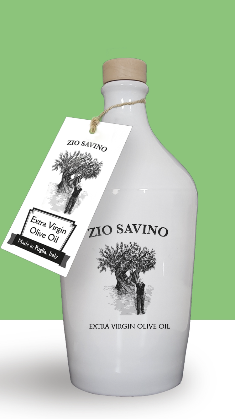 Extra Virgin olive oil, italian olive oil, artisanal olive oil, gourmet olive oil, peppery olive oil, ceramic bottle, zio savino, peranzana oil, ceramic cruet